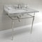 Fauceture KVPB3622M8SQ6 36" Console Sink with Brass Legs (8-Inch, 3 Hole), Marble White/Polished Nickel KVPB3622M8SQ6 - alternate 6